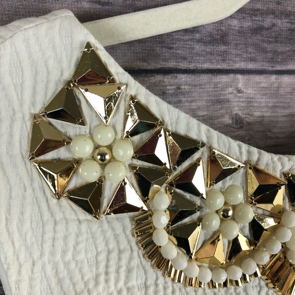 Milly New York ivory gold beaded sleeveless dress - Picture 5 of 8